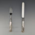 Early 19th Century British Antique White Mother of Pearl Handle Travel Cutlery Pair with Case